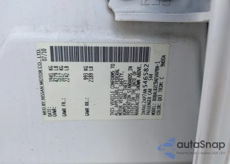 2010 Nissan Altima 2.5 S from USA, damaged, VIN 1N4AL2AP7AN546582